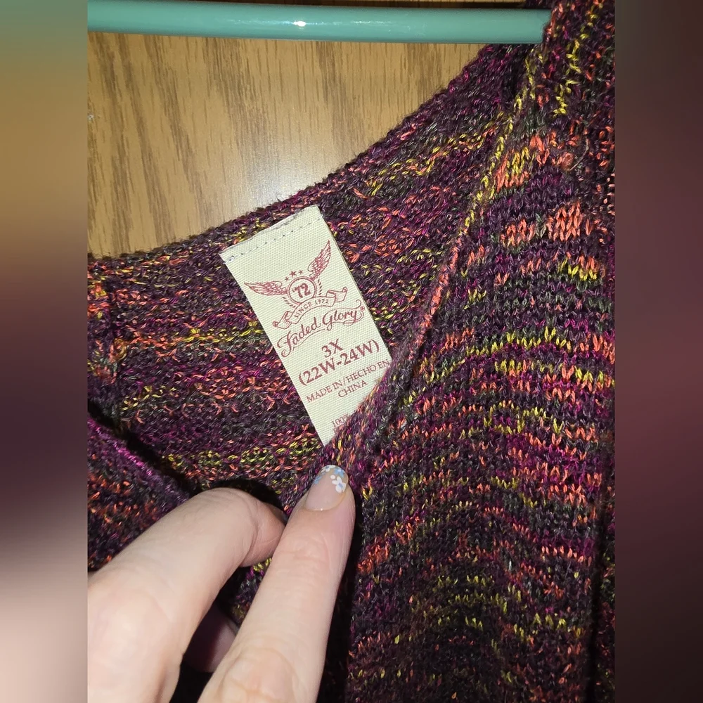 Faded Glory Purple V-Neck Sweater - Picture 3 of 5
